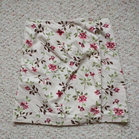 Bridgewater Classics Wrap Skirt 12P Petite Multicolor Floral Linen Blend Lined - Picture 1 of 7